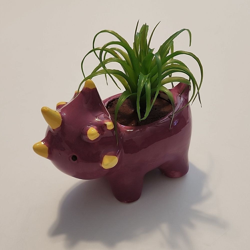 3 For $15 Faux Succulent in a Ceramic Dinosaur Planter